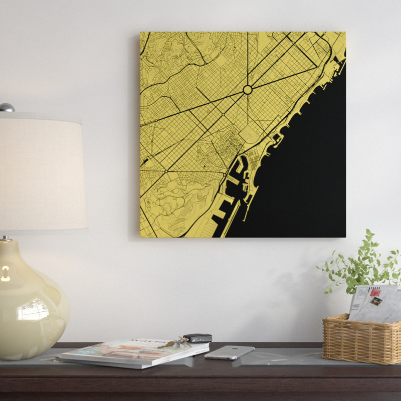 « barcelone », impression sur toile tendue, H 12 po x l 12 po x P 1,5 po, Toile tendue, Pas de tapis