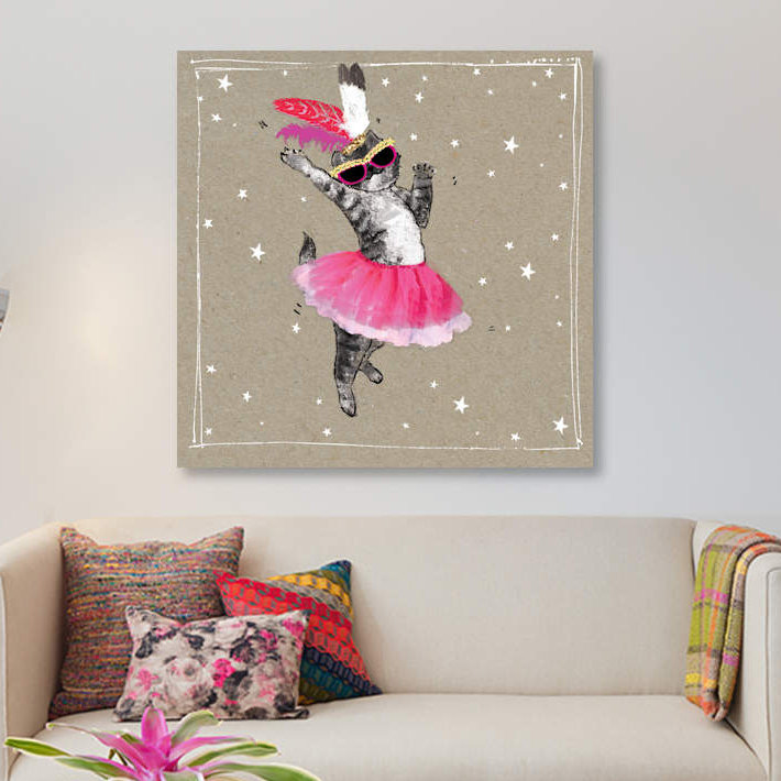 « fantaisiste short chats v », impression sur toile, H 18 po x l 18 po x P 1,5 po, Toile tendue