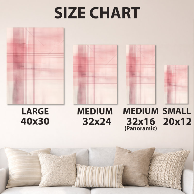 Blush Grid - Abstrait moderne transitionnel, décoration murale moderne en métal, L 12 po x H 20 po