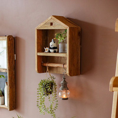 Tablette murale en bois massif, présentoir à décor moderne pour chambre à coucher, salle de bain, cuisine, salon