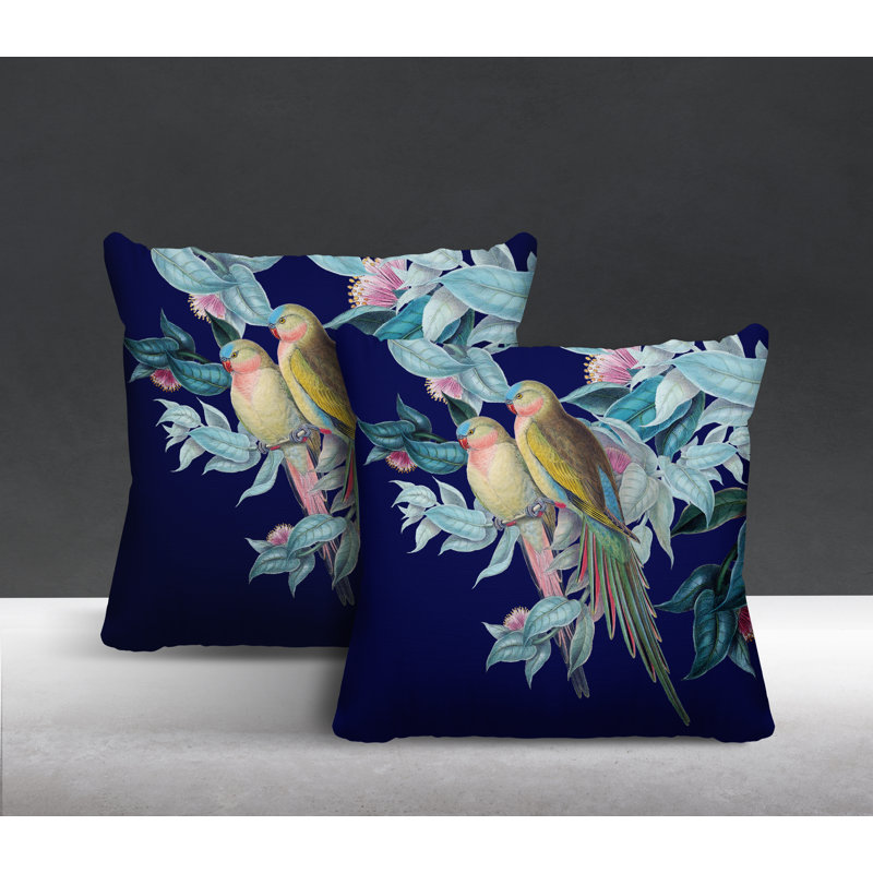 Housse et insert de coussin carré intérieur / extérieur Padmini, L 19 po x H 19 po, Bleu marine
