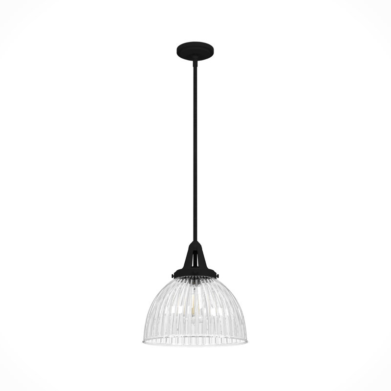 Cypress Grove 13" Black Iron and Glass Pendant Light