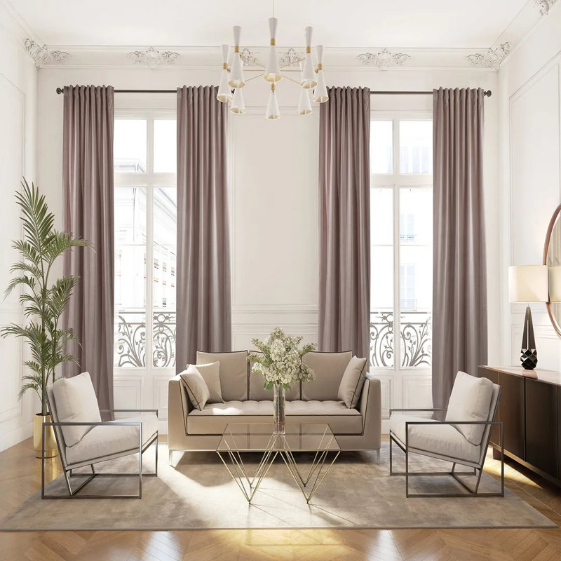 Rideau simple extra long et extra large en velours mat luxueux, 14 sel, L 52 po x L 132 po