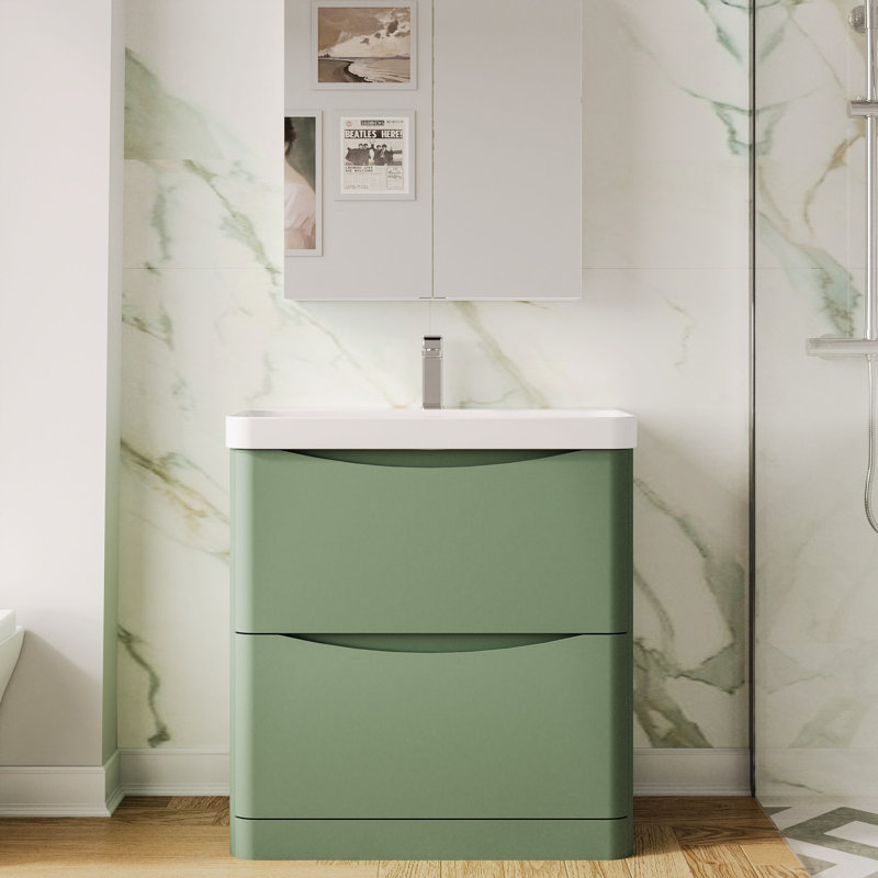Lunar Bathroom Vanity, Satin Green, 80.7 cm W