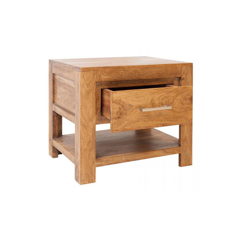 Granby 50cm W Solid Wood Bedside Table, Teak