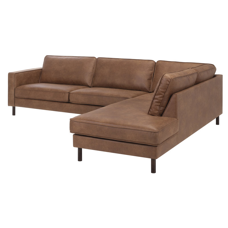 Linhart 6 Seater Faux Leather Corner Sofa, Right, Light Brown