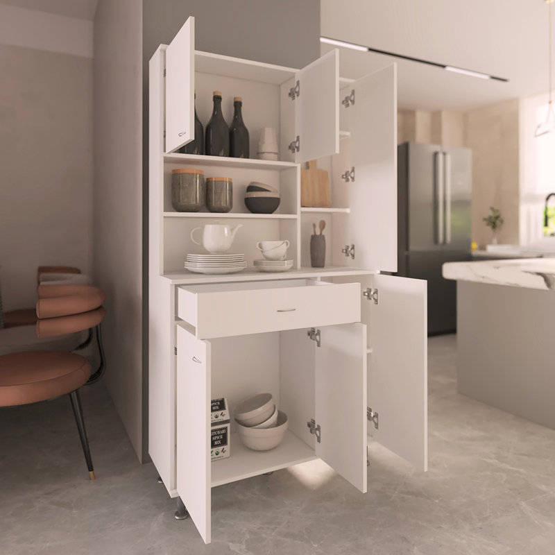 Tigard 1-Shelf 1-Drawer Pantry Cabinet , White
