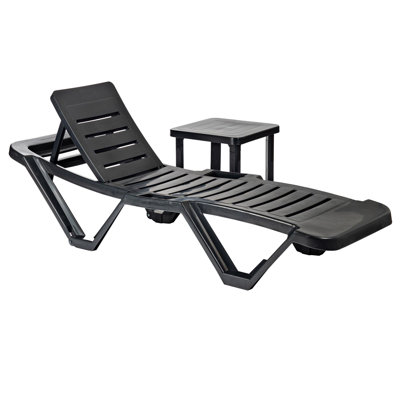 Reclining Sun Lounger with Table