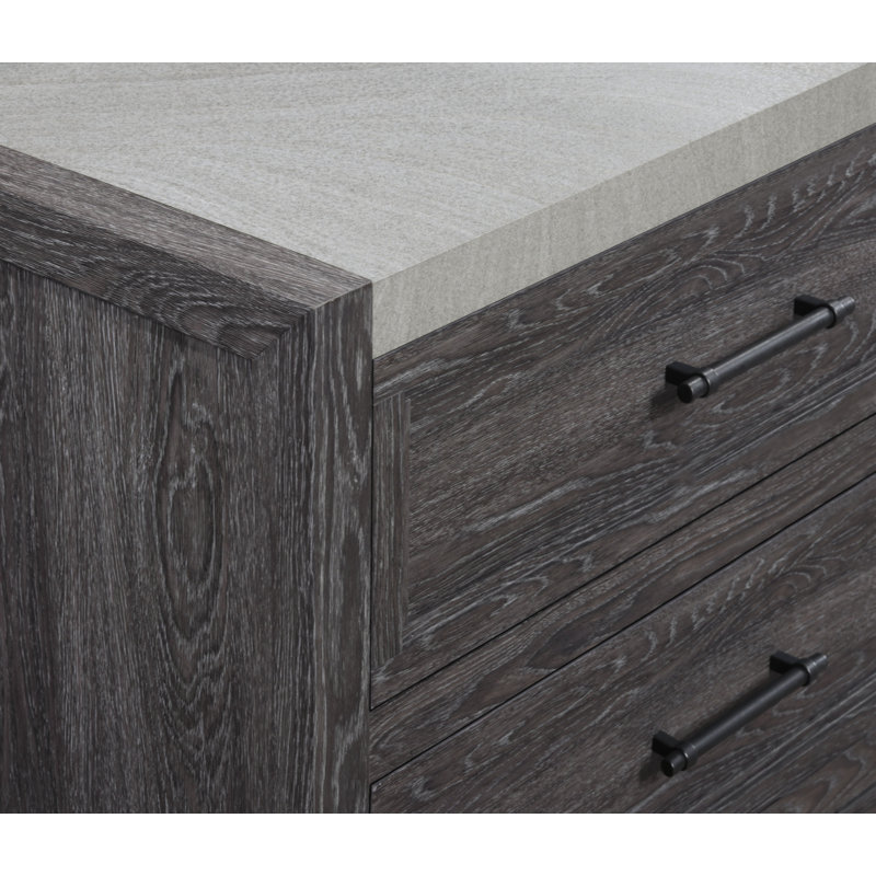 Meuble de chevet 1 pièce 2 tiroirs table de chevet 2 tons rustique finition grise