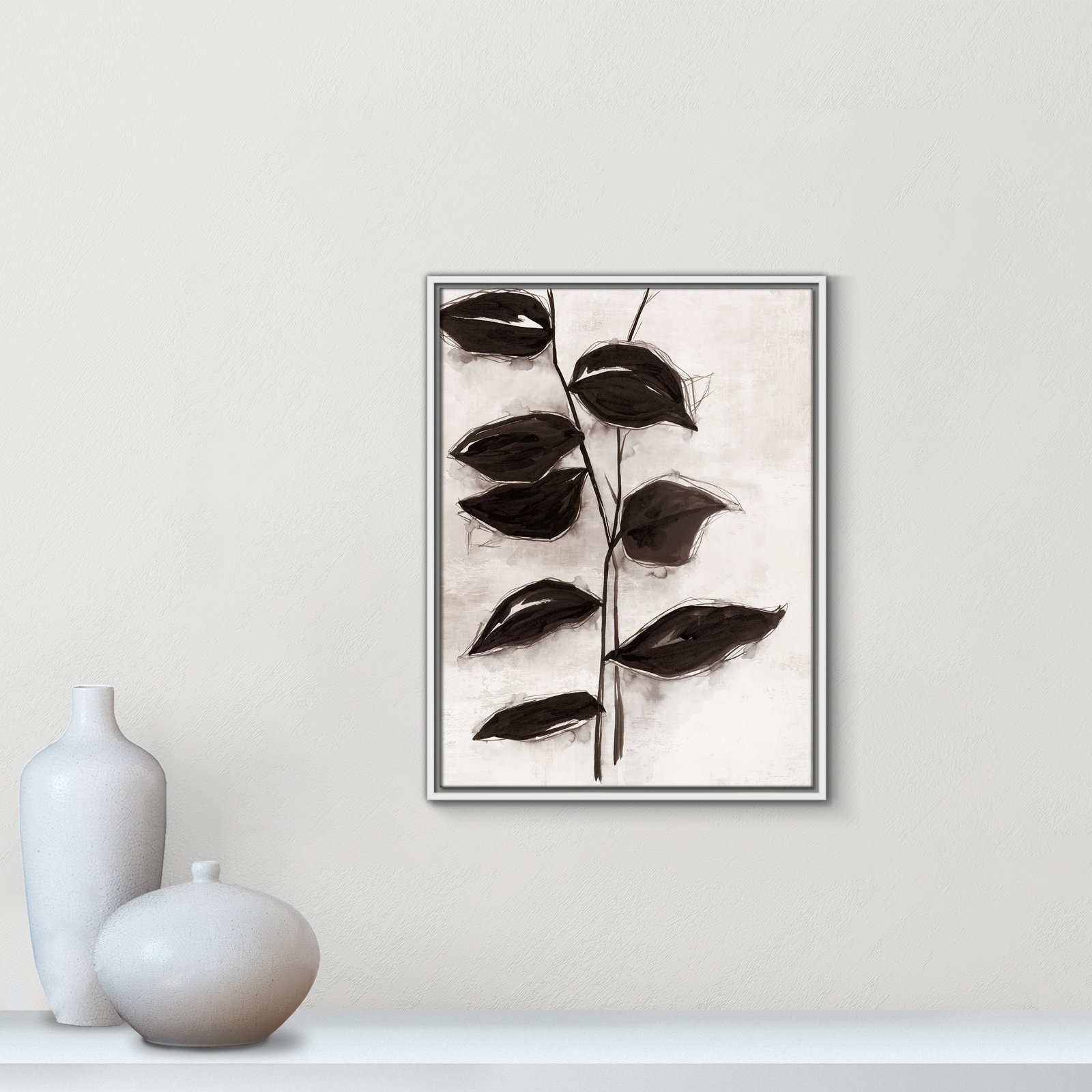 Leaves I by Eva Watts, 25.5" H x 19.5" W x 2" D, White Framed
