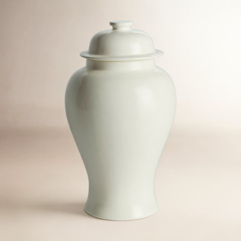 Ricki Ceramic Ginger Jar, White, 20.25"
