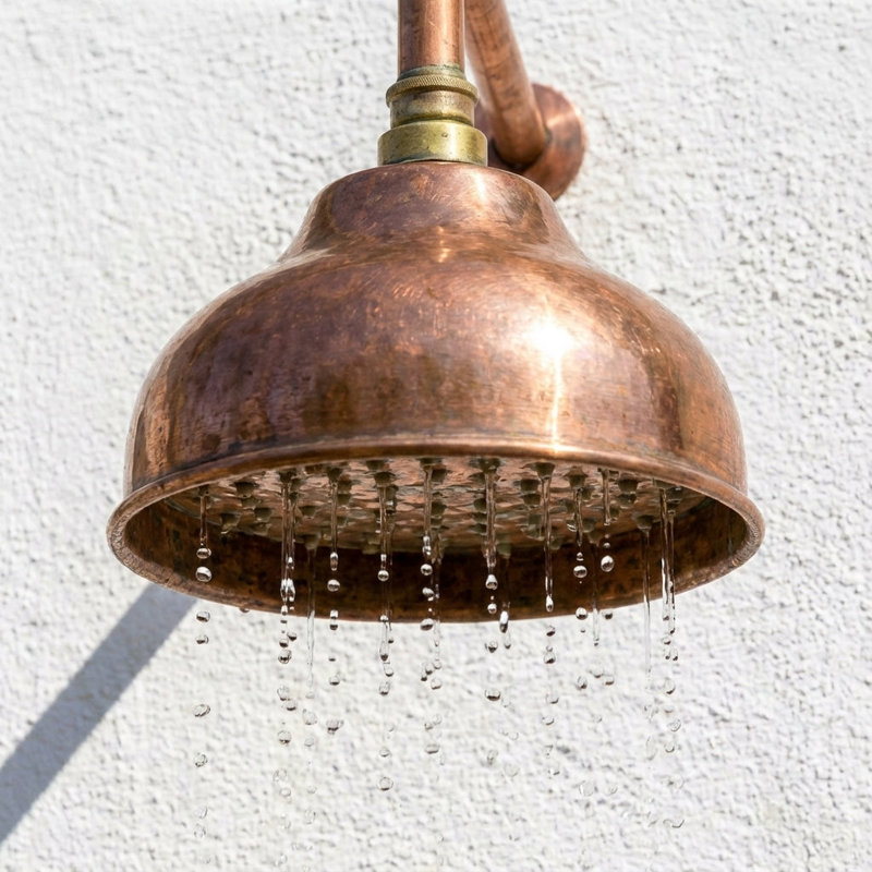 Pomme de douche en cuivre massif faite à la main, 8 pouces