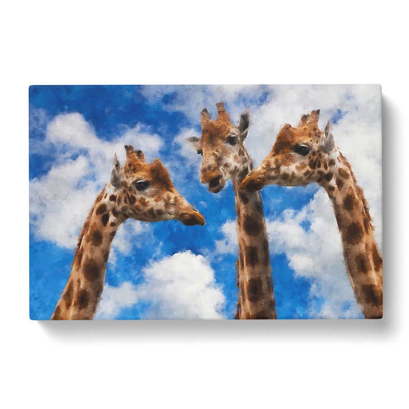 Three Giraffes - Wrapped Canvas Painting, 40cm H x 60cm W x 4cm D