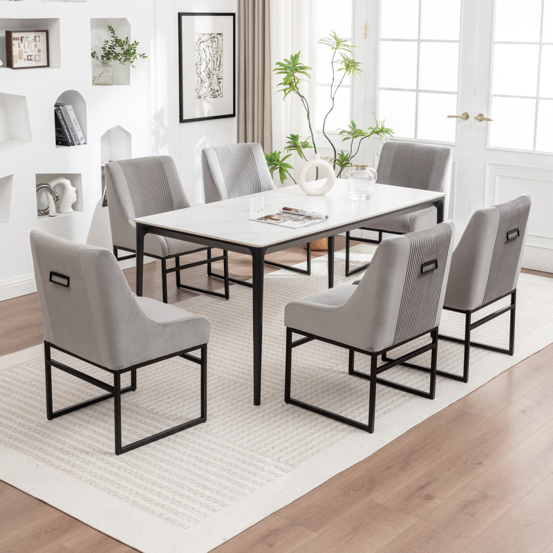 Kataleah Tufted Velvet Side Dining, Gray
