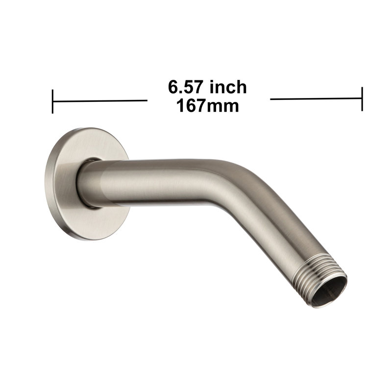 Bras de douche 6,5 po en nickel brossé, Nickel brossé