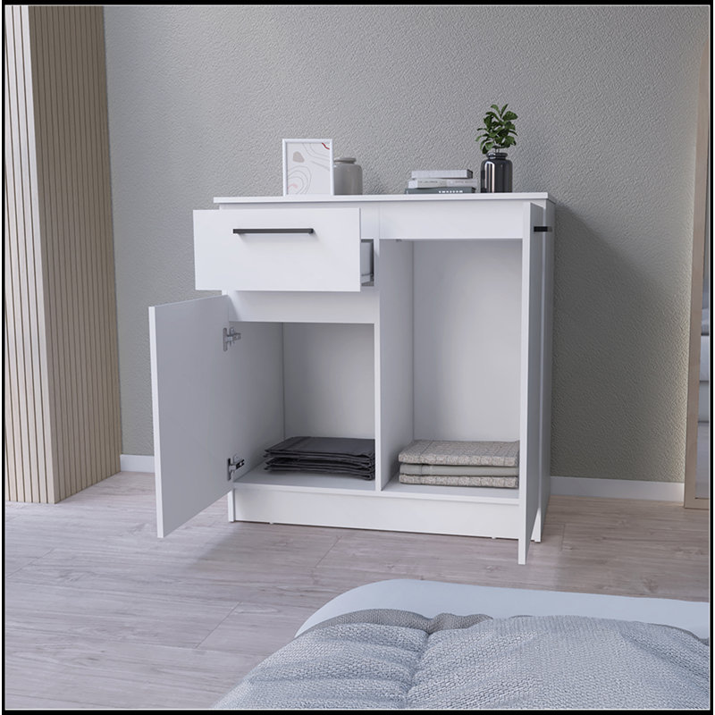 Commode Carlin, chambre à coucher, blanc, Blanc