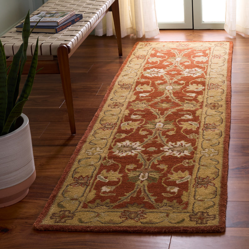 Dunbar Hand Tufted Wool/Cotton/Latex Oriental Rug in Gold/Rust, Runner 2'3" x 8'