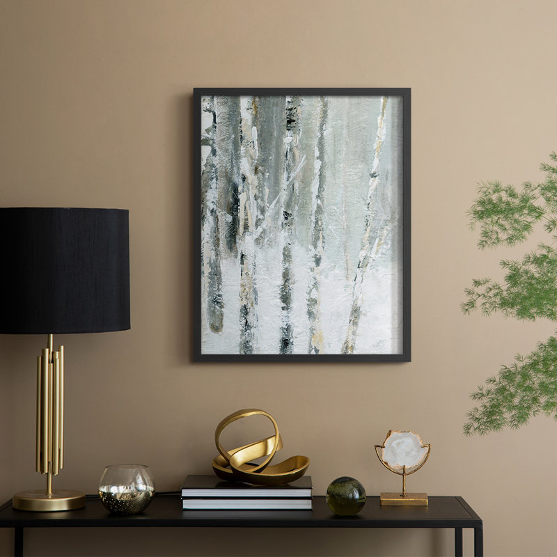 Impression encadrée «Snowy Birch III» - bois massif, H 11 po x l 9 po, Noir, noir, noir, noir