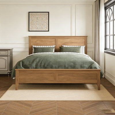 Lit plateforme moderne en bois massif avec lattes en bois robustes, sans sommier tapissier