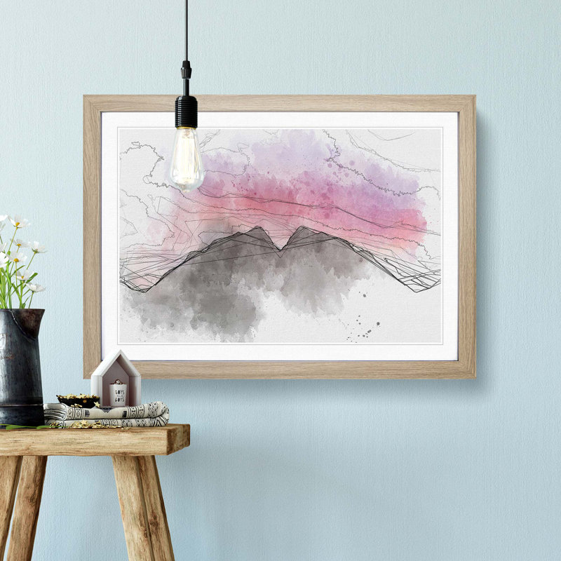 Mountain Mirror in Abstract - Framed Print, Oak Framed, 27cm H x 36cm W x 2cm D