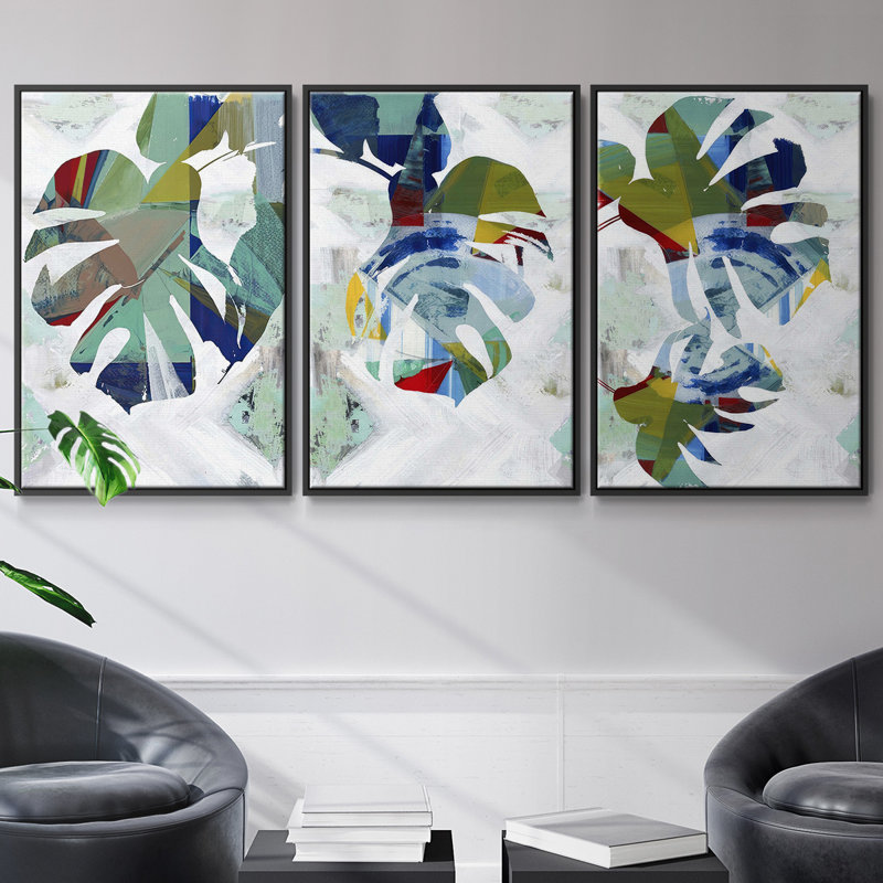 " Morning Swim I " 3 - Pieces, Black, 27" H x 54" W