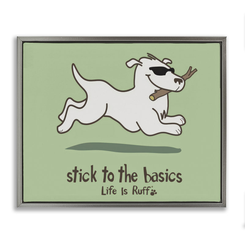  «Stick To Basics Dog» par LIR, H 17 po x l 21 po, Cadre flottant gris lustré