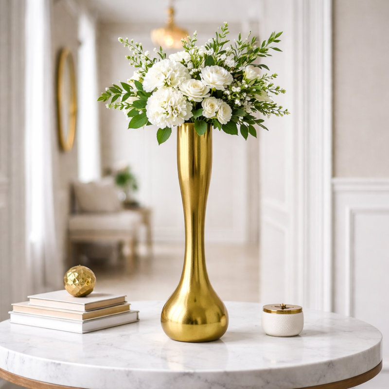 Kinzah Handmade Aluminum Table Vase, Gold