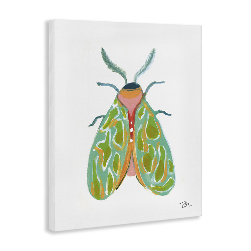Art mural sur toile vert à motif papillon de nuit par Jessica Mingo, H 30 po x l 24 po