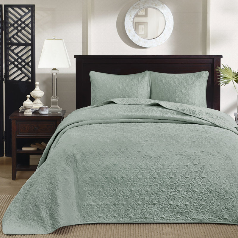 Full Bedspread Reversible - Soft Microfiber Cotton Blend Feature Outer Inner Filling 2 Matching Shams