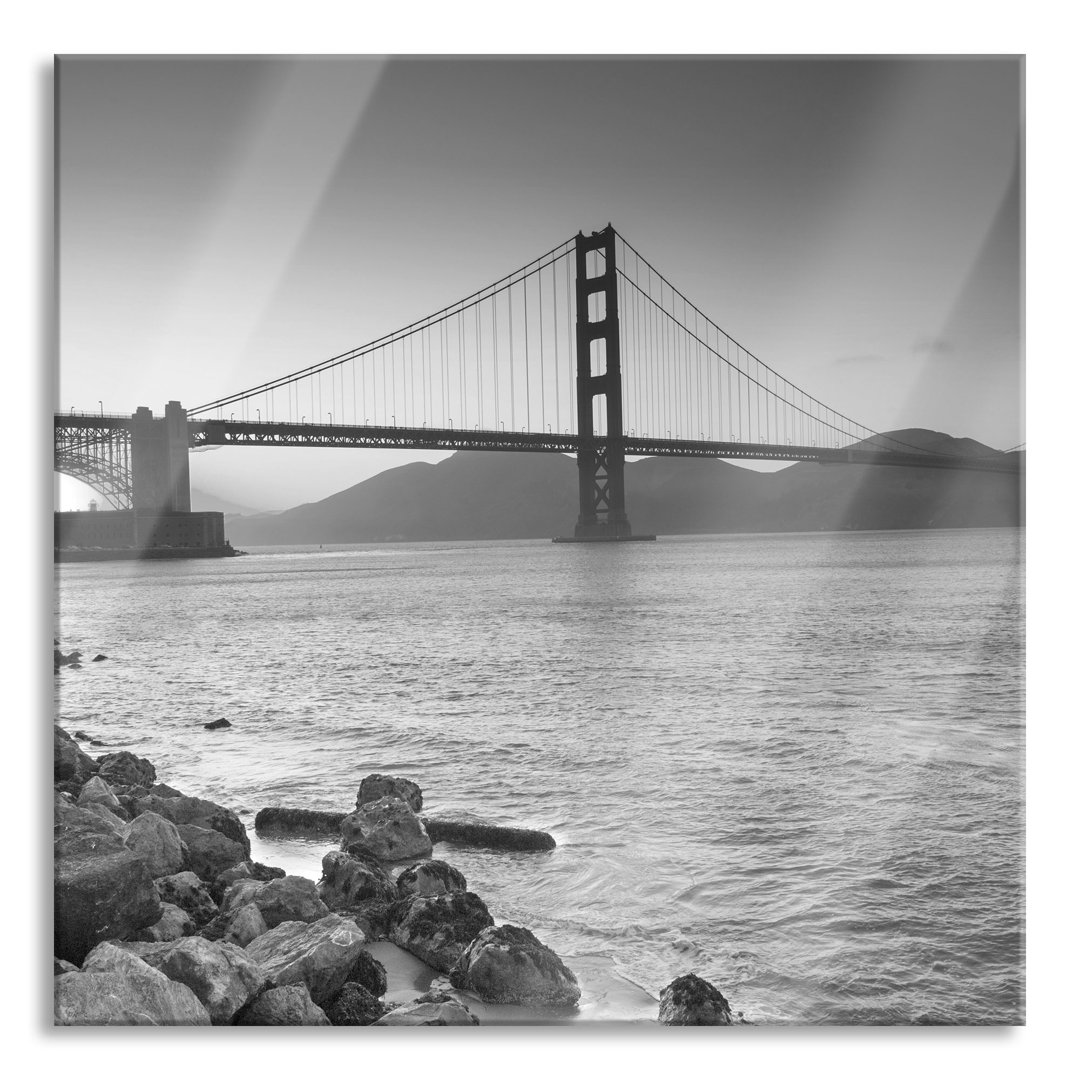 Glasbild Quadratisch | Wandbild Auf Echtglas | Wunderschöne Golden Gate Bridge || Inkl. Aufhängung Und Abstandshalter, L...