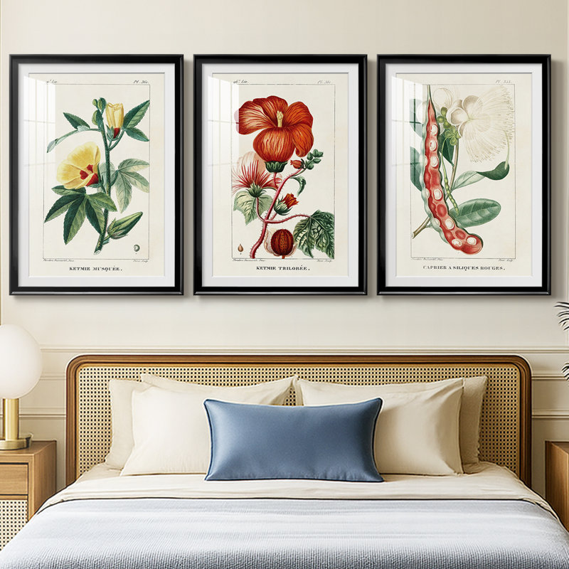 Turpin Tropical Botanicals VI - reproduction sur mesure encadrée de qualité supérieure - 3 pièces, 21" H x 30" W, Noir