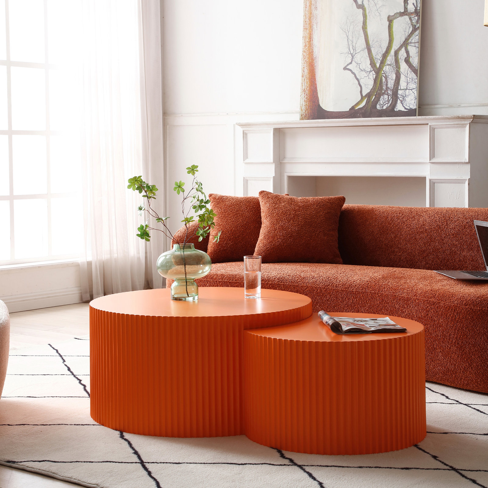 Berneice 55" Nesting Coffee Table, Orange