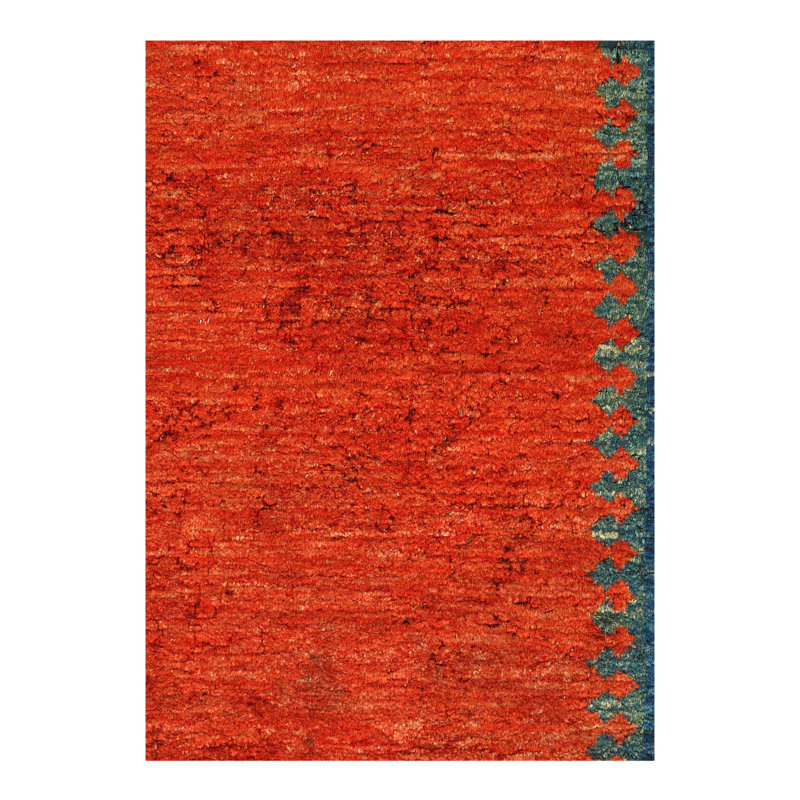 Tapis unique en laine rouge / bleu 3 pi 6 po x 4 pi 9 po Longe