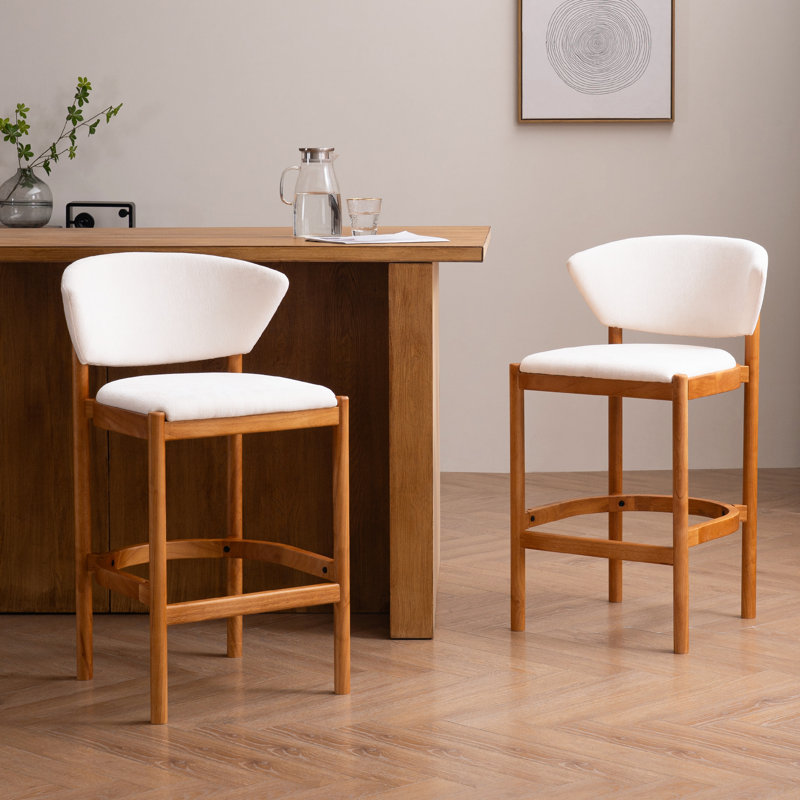 Tabouret de comptoir rembourré avec structure en bois, 2