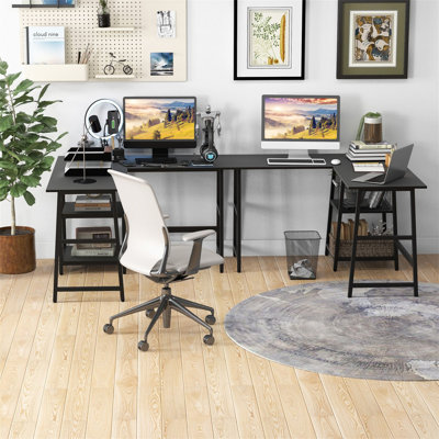 L-Shaped Metal Base Computer Desk