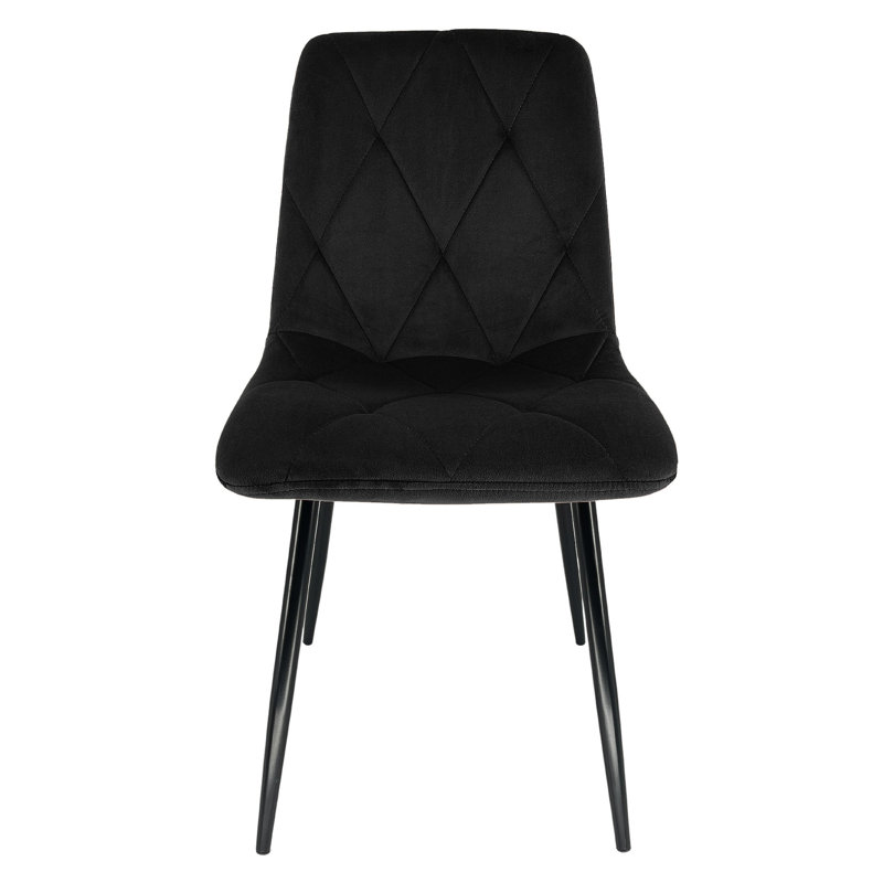 Krzesło Zieleń 47cm H Tufted Velvet Upholstered Upholstered Back Side Chair, Black