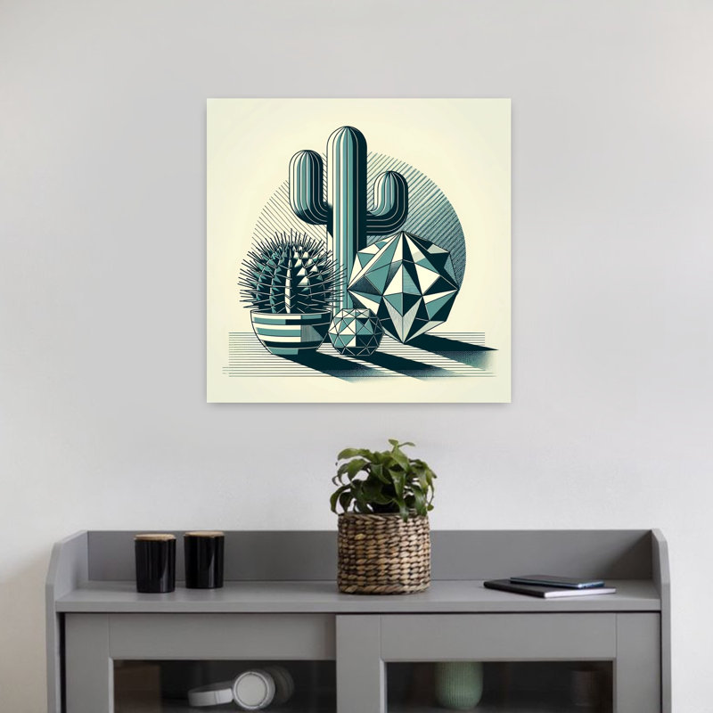 Art contemporain contemporain abstrait géométrique Cactus, H 18 po x l 18 po