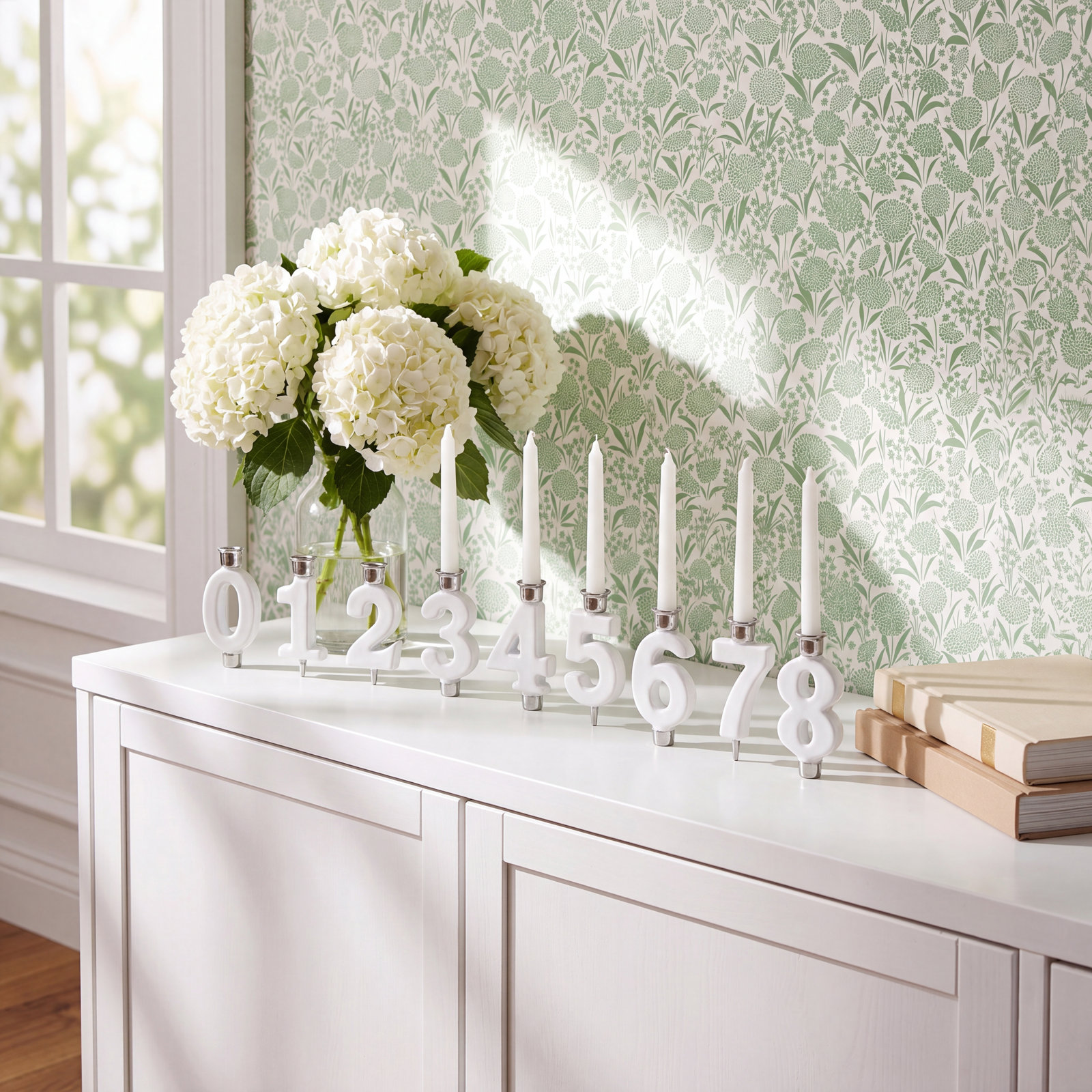 Let's Celebrate Candlestick Holder, White