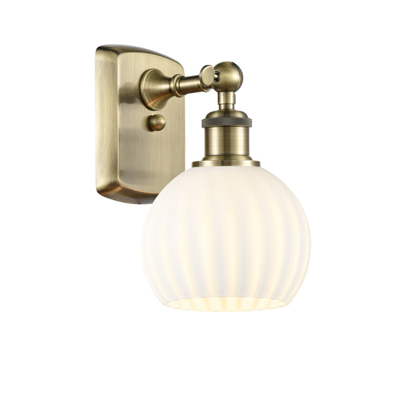 Berendina Steel Armed Sconce, Antique Brass, 9" H x 6" W x 7.13" D