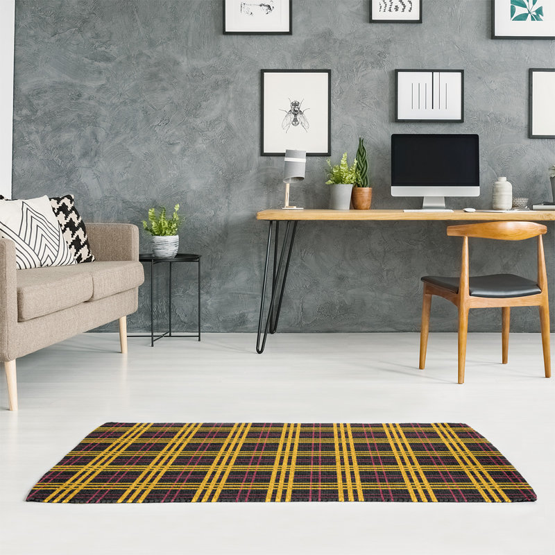 Tapis noir à carreaux, Rectangle 4 pi x 6 pi