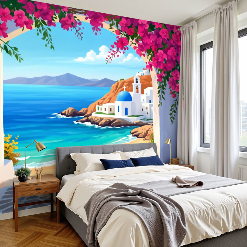 Papier peint adhésif mural bohème méditerranéen Boho, L 144 po x l 100 po