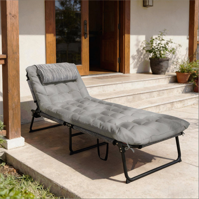 Outdoor Sun Lounger,Folding Chaise Lounge Chair, Gray