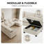 Canapé modulaire moelleux en chenille de 7 places avec mousse de nuage et repose-pieds de rangement Plush-1093680438