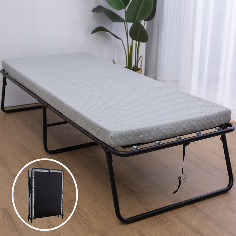Lit pliant en acier 14 po, gris
