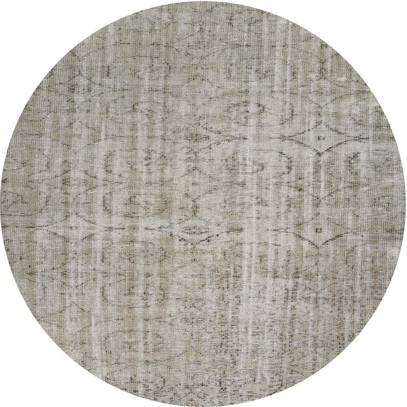 Tapis contemporain gris, Rond 5 pi