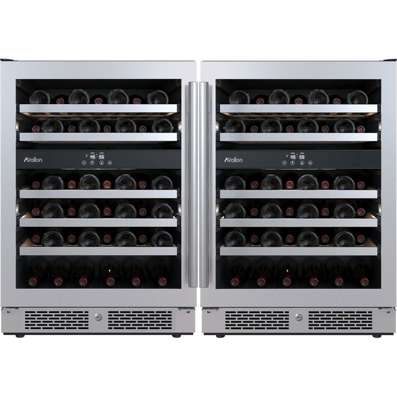 Avallon Four Zone 47.625'' 90 Bottle Wine Refrigerator with French Doors