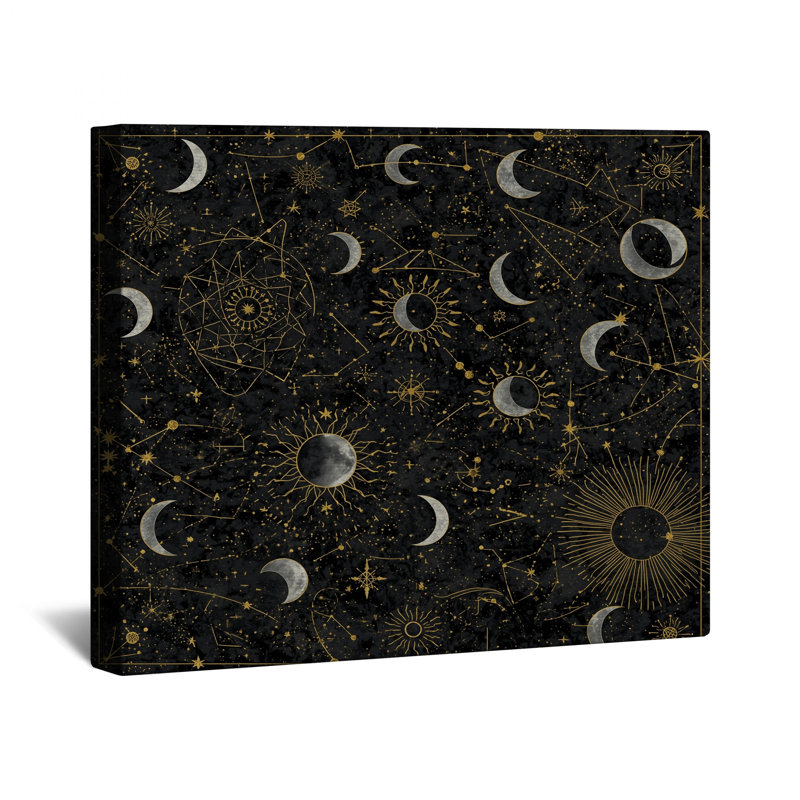 Toile tendue Celestial Sun Moon Constellations, 32 po x 32 po