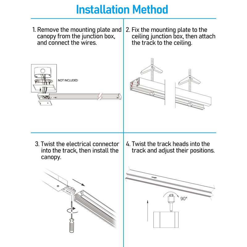 Track Light Kits, Base Package includes 3 x 17.5W Track Lighting Heads(Warm White) + 2 x H Style Track Lighting Rails + 1 x Floating Canopy Connector + 4 x H Track End Caps + 1 x H Track Dead End I Connector
