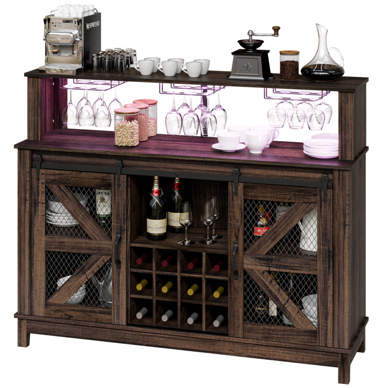 Farmhouse Style Bar Cabinet, Brown