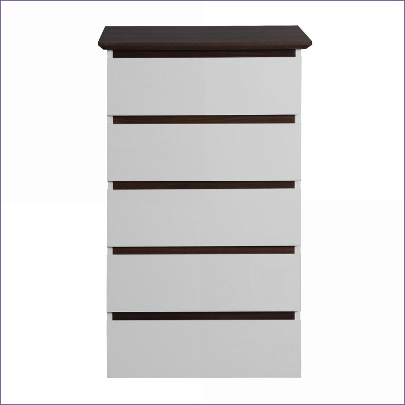 Commode à 5 tiroirs, blanc moderne Commode en noyer pour chambre à coucher | Panneau de particules | Blanc